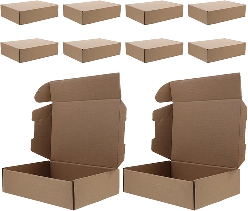 Homoyoyo 10 Pack Brown Kraft Corrugated Cardboard Mailer Boxes Easy Assembly For Business Shipping - Image 1